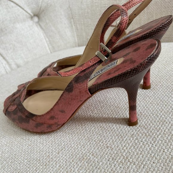 Snakeskin Heels Vintage Leather Pink Stilettos Italian Size 6 36 Luciano Padovan - Picture 3 of 12